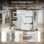 54.5 Kitchen Island with Power Outlet and Drop Leaf for Kitchen