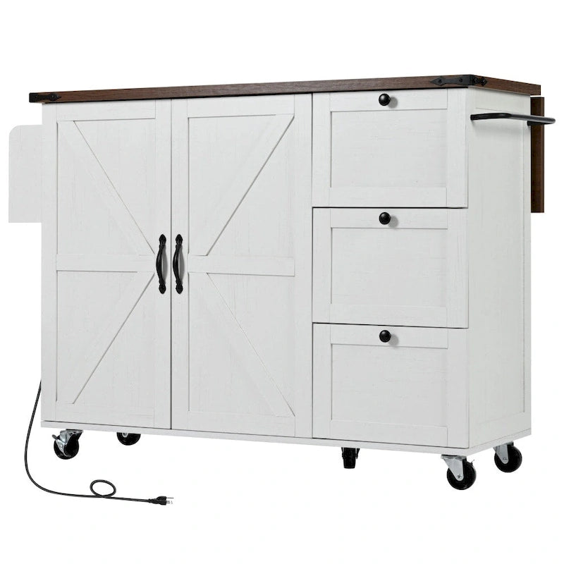 54.5 Kitchen Island with Power Outlet and Drop Leaf for Kitchen