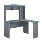 Modern L-Shaped Desk with Hutch Grey