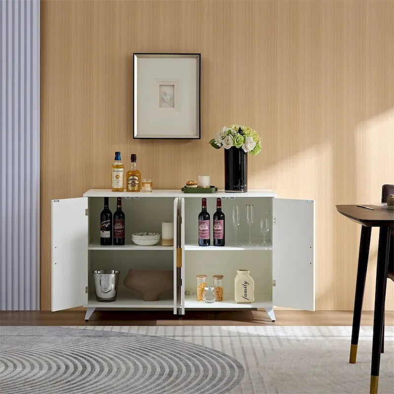 Sideboard Buffet Cabinet With 4 Doors And Removable Shelves