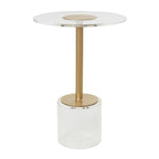 Acrylic Plastic Side End Accent Table with Elevated Base and Gold Stand - Clear - Roche River Decor