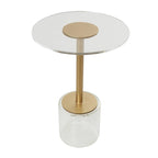 Acrylic Plastic Side End Accent Table with Elevated Base and Gold Stand - Clear