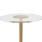 Acrylic Plastic Side End Accent Table with Elevated Base and Gold Stand - Clear