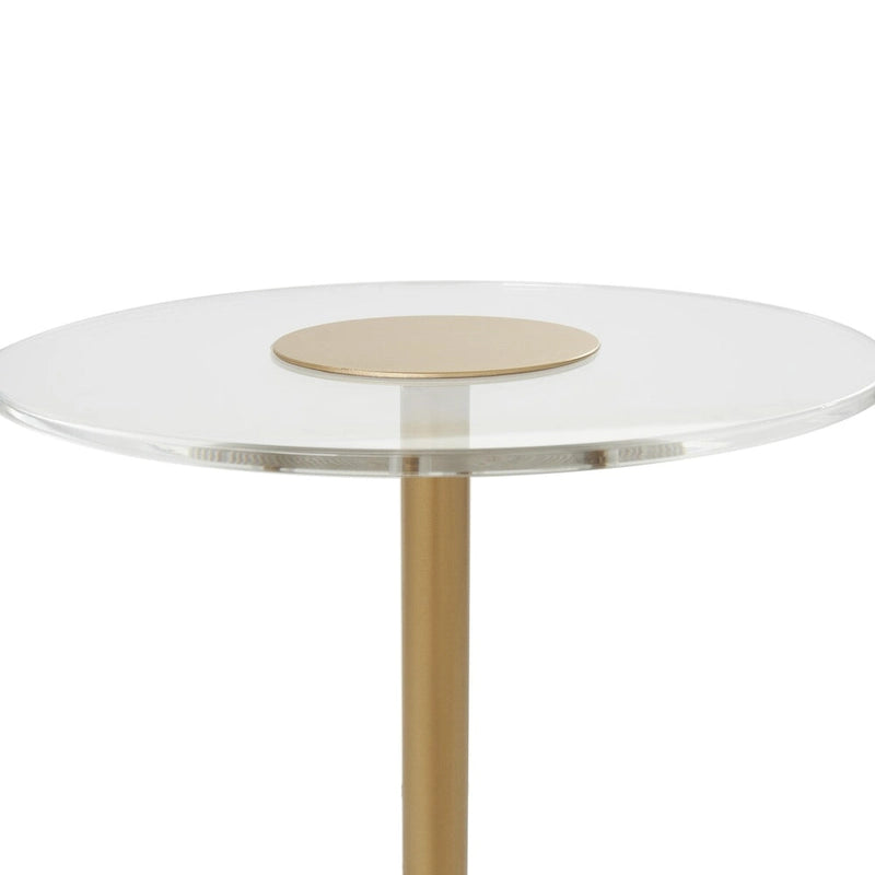 Acrylic Plastic Side End Accent Table with Elevated Base and Gold Stand - Clear