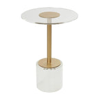 Acrylic Plastic Side End Accent Table with Elevated Base and Gold Stand - Clear