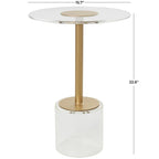 Acrylic Plastic Side End Accent Table with Elevated Base and Gold Stand - Clear