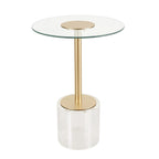 Acrylic Plastic Side End Accent Table with Elevated Base and Gold Stand - Clear