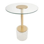 Acrylic Plastic Side End Accent Table with Elevated Base and Gold Stand - Clear