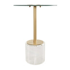 Acrylic Plastic Side End Accent Table with Elevated Base and Gold Stand - Clear