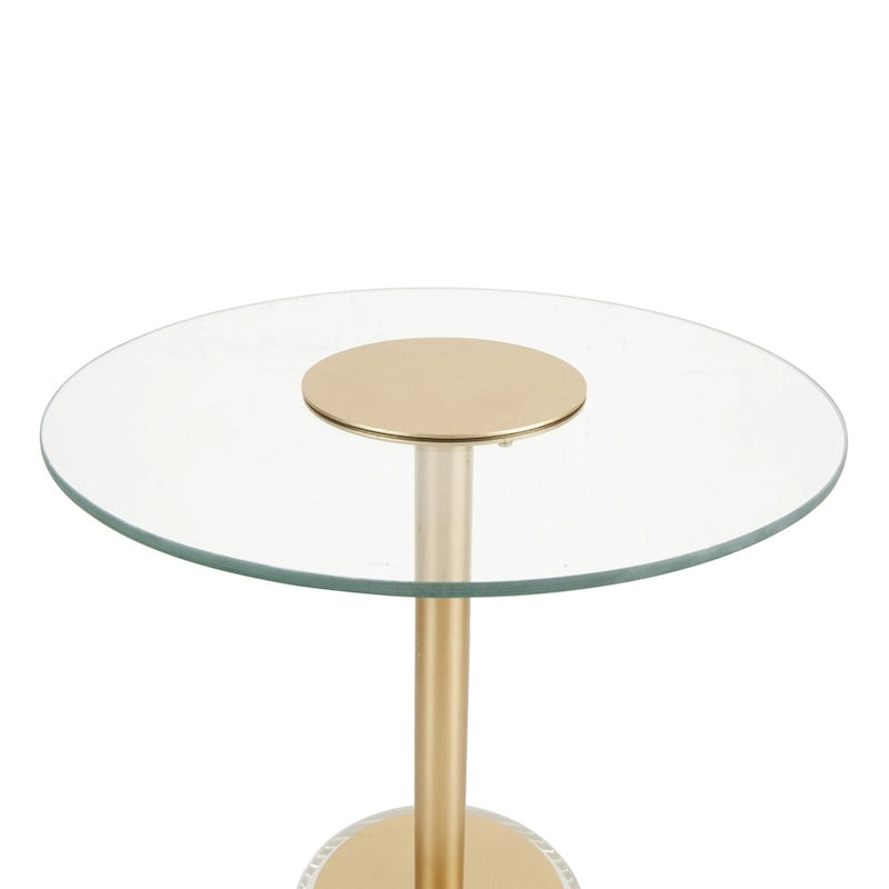 Acrylic Plastic Side End Accent Table with Elevated Base and Gold Stand - Clear