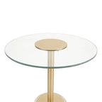 Acrylic Plastic Side End Accent Table with Elevated Base and Gold Stand - Clear